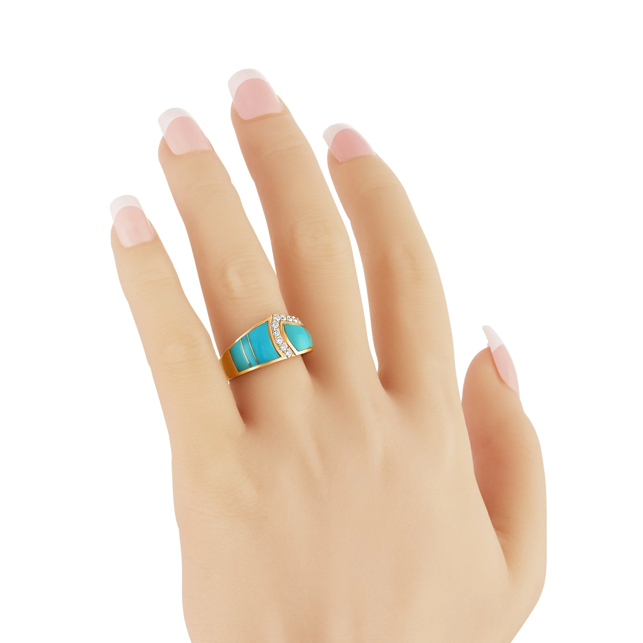 Turquoise Crest Ring – Luxury Sleeping Beauty Turquoise & Diamond
